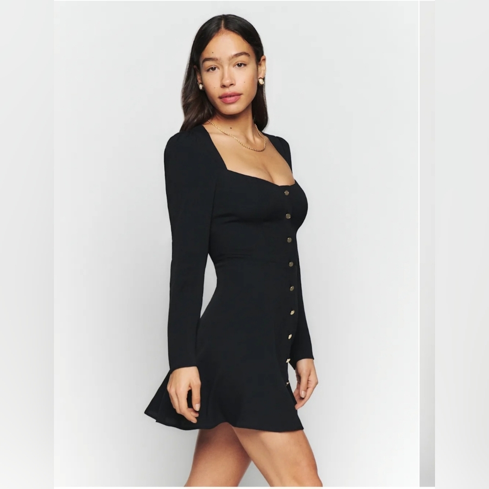 REFORMATION Indira Black Dress Size 2 - Picture 2 of 7